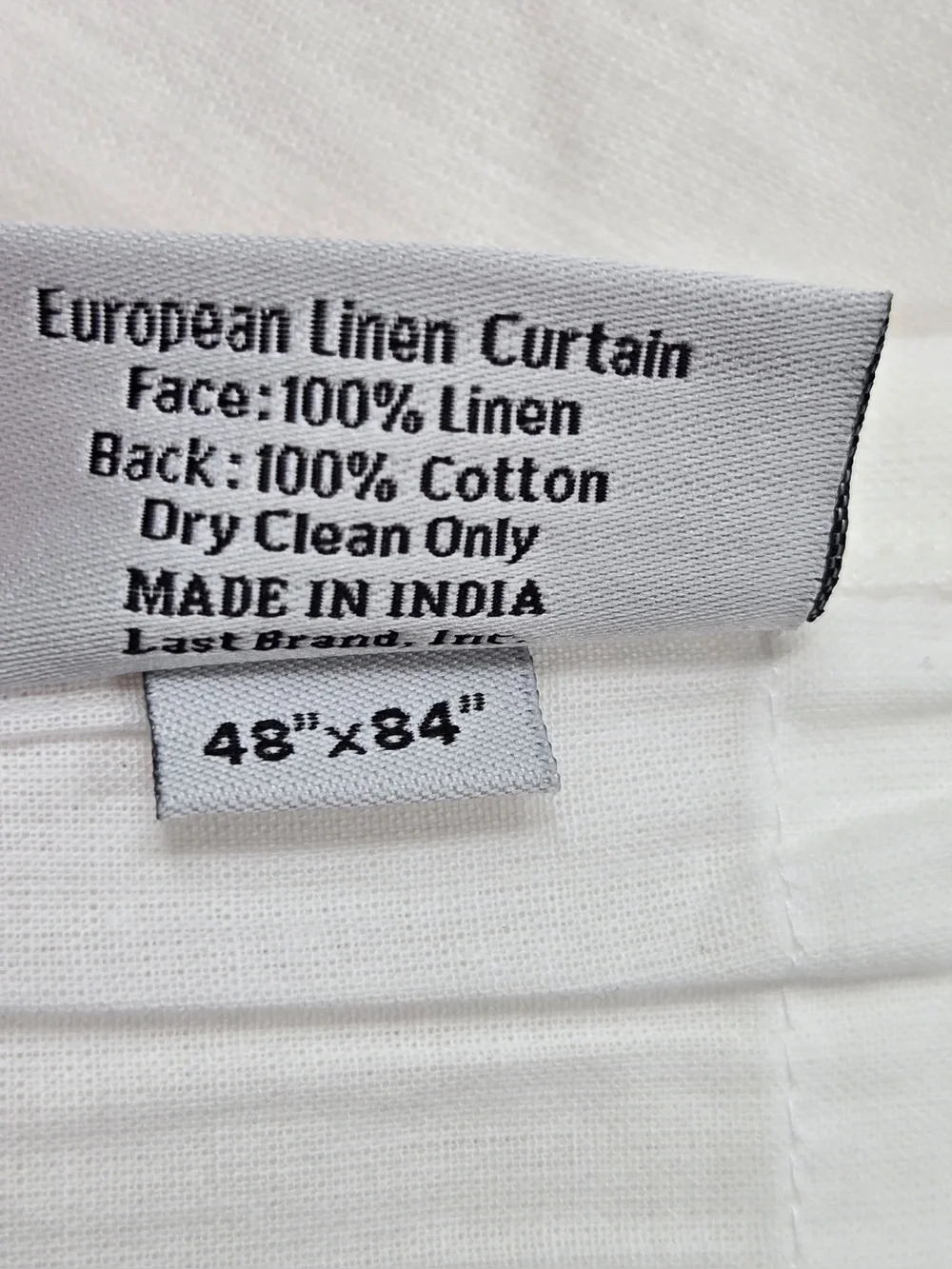 QUINCE Set Of 2 48x84 European Linen Curtains White 0486